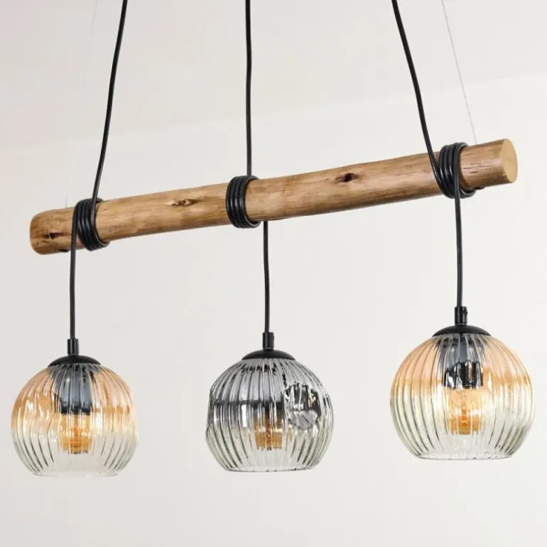 Ripoll Suspension, Boule lumineuse, Suspension Écru, Noir, 3 lumières
