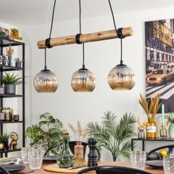 Ripoll Suspension, Boule lumineuse, Suspension Écru, Noir, 3 lumières