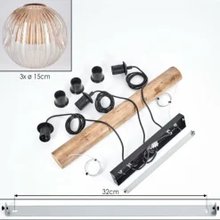 Ripoll Suspension, Boule lumineuse, Suspension Écru, Noir, 3 lumières