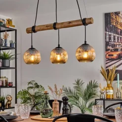 Ripoll Suspension, Boule lumineuse, Suspension Écru, Noir, 3 lumières