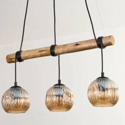 Ripoll Suspension, Boule lumineuse, Suspension Écru, Noir, 3 lumières