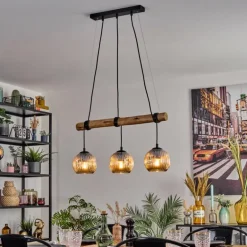 Ripoll Suspension, Boule lumineuse, Suspension Écru, Noir, 3 lumières