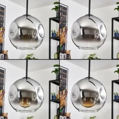 Ripoll Suspension, Boule lumineuse, Suspension Chrome, Clair, Fumé, 3 lumières