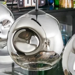 Ripoll Suspension, Boule lumineuse, Suspension Chrome, Clair, Fumé, 3 lumières