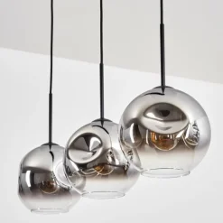 Ripoll Suspension, Boule lumineuse, Suspension Chrome, Clair, Fumé, 3 lumières
