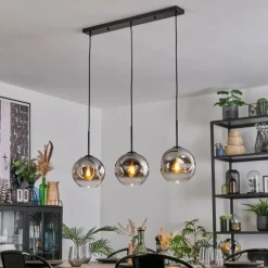 Ripoll Suspension, Boule lumineuse, Suspension Chrome, Clair, Fumé, 3 lumières