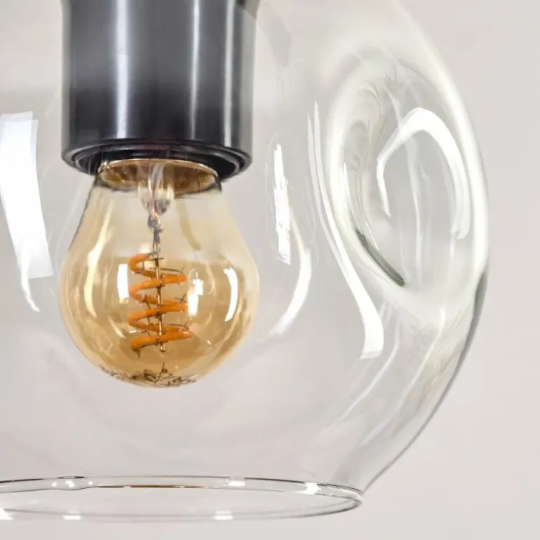 Ripoll Suspension, Boule lumineuse, Suspension Écru, Noir, 3 lumières