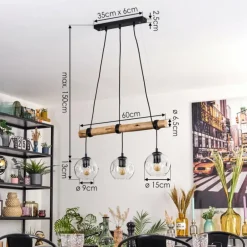 Ripoll Suspension, Boule lumineuse, Suspension Écru, Noir, 3 lumières