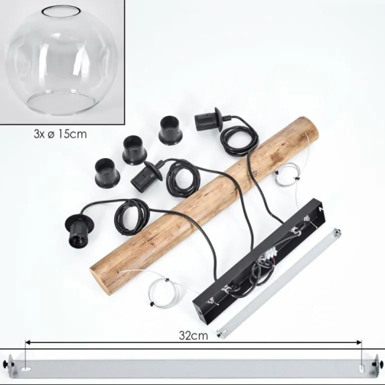 Ripoll Suspension, Boule lumineuse, Suspension Écru, Noir, 3 lumières