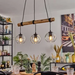 Ripoll Suspension, Boule lumineuse, Suspension Écru, Noir, 3 lumières