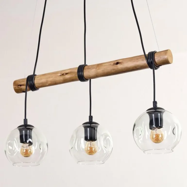 Ripoll Suspension, Boule lumineuse, Suspension Écru, Noir, 3 lumières