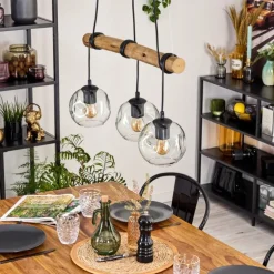 Ripoll Suspension, Boule lumineuse, Suspension Écru, Noir, 3 lumières