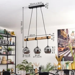 Ripoll Suspension, Boule lumineuse, Suspension Écru, Noir, 3 lumières