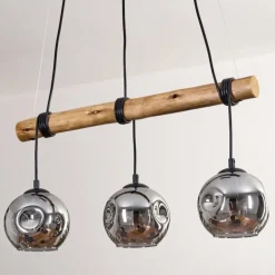 Ripoll Suspension, Boule lumineuse, Suspension Écru, Noir, 3 lumières