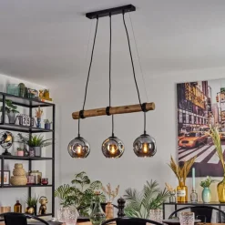 Ripoll Suspension, Boule lumineuse, Suspension Écru, Noir, 3 lumières