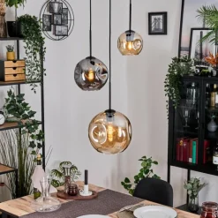 Ripoll Suspension, Boule lumineuse, Suspension Ambre, Fumé, 3 lumières