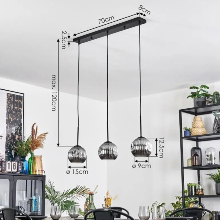 Ripoll Suspension, Boule lumineuse, Suspension Fumé, 3 lumières