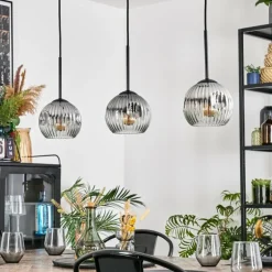 Ripoll Suspension, Boule lumineuse, Suspension Chrome, Clair, Fumé, 3 lumières