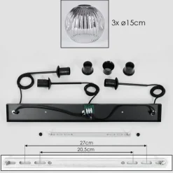 Ripoll Suspension, Boule lumineuse, Suspension Chrome, Clair, Fumé, 3 lumières