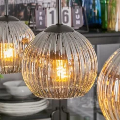 Ripoll Suspension, Boule lumineuse, Suspension Chrome, Clair, Fumé, 3 lumières