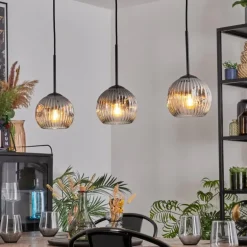 Ripoll Suspension, Boule lumineuse, Suspension Chrome, Clair, Fumé, 3 lumières