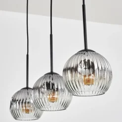 Ripoll Suspension, Boule lumineuse, Suspension Chrome, Clair, Fumé, 3 lumières