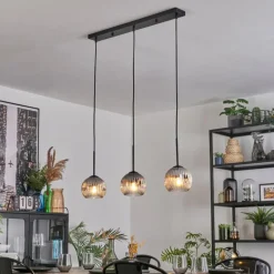 Ripoll Suspension, Boule lumineuse, Suspension Chrome, Clair, Fumé, 3 lumières