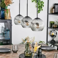 Ripoll Suspension, Boule lumineuse, Suspension Chrome, Clair, Fumé, 3 lumières