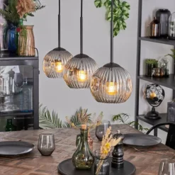 Ripoll Suspension, Boule lumineuse, Suspension Clair, Fumé, 3 lumières