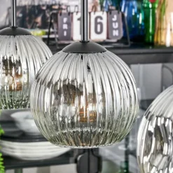 Ripoll Suspension, Boule lumineuse, Suspension Clair, Fumé, 3 lumières