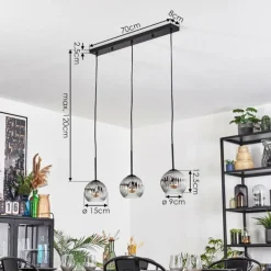 Ripoll Suspension, Boule lumineuse, Suspension Clair, Fumé, 3 lumières