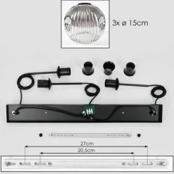 Ripoll Suspension, Boule lumineuse, Suspension Clair, Fumé, 3 lumières