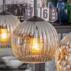 Ripoll Suspension, Boule lumineuse, Suspension Clair, Fumé, 3 lumières