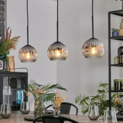 Ripoll Suspension, Boule lumineuse, Suspension Clair, Fumé, 3 lumières