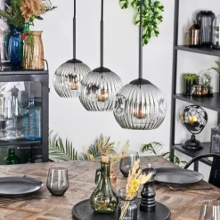 Ripoll Suspension, Boule lumineuse, Suspension Clair, Fumé, 3 lumières