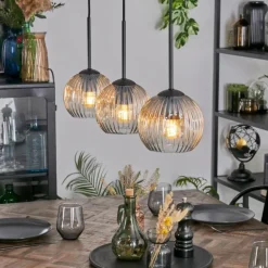 Ripoll Suspension, Boule lumineuse, Suspension Ambre, Clair, 3 lumières