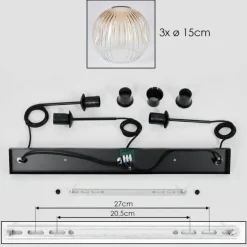 Ripoll Suspension, Boule lumineuse, Suspension Ambre, Clair, 3 lumières