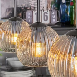 Ripoll Suspension, Boule lumineuse, Suspension Ambre, Clair, 3 lumières