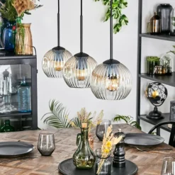 Ripoll Suspension, Boule lumineuse, Suspension Ambre, Clair, 3 lumières