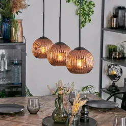 Ripoll Suspension, Boule lumineuse, Suspension Cuivré, 3 lumières