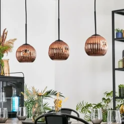 Ripoll Suspension, Boule lumineuse, Suspension Cuivré, 3 lumières