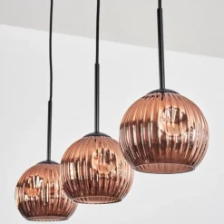 Ripoll Suspension, Boule lumineuse, Suspension Cuivré, 3 lumières