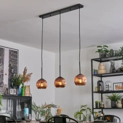 Ripoll Suspension, Boule lumineuse, Suspension Cuivré, 3 lumières