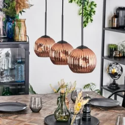 Ripoll Suspension, Boule lumineuse, Suspension Cuivré, 3 lumières