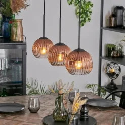 Ripoll Suspension, Boule lumineuse, Suspension Clair, Cuivré, 3 lumières