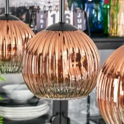 Ripoll Suspension, Boule lumineuse, Suspension Clair, Cuivré, 3 lumières