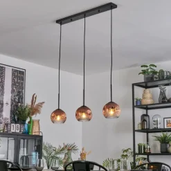 Ripoll Suspension, Boule lumineuse, Suspension Clair, Cuivré, 3 lumières