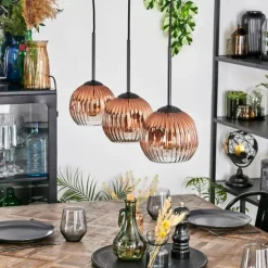 Ripoll Suspension, Boule lumineuse, Suspension Clair, Cuivré, 3 lumières