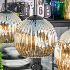 Ripoll Suspension, Boule lumineuse, Suspension Ambre, 3 lumières