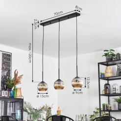 Ripoll Suspension, Boule lumineuse, Suspension Ambre, 3 lumières